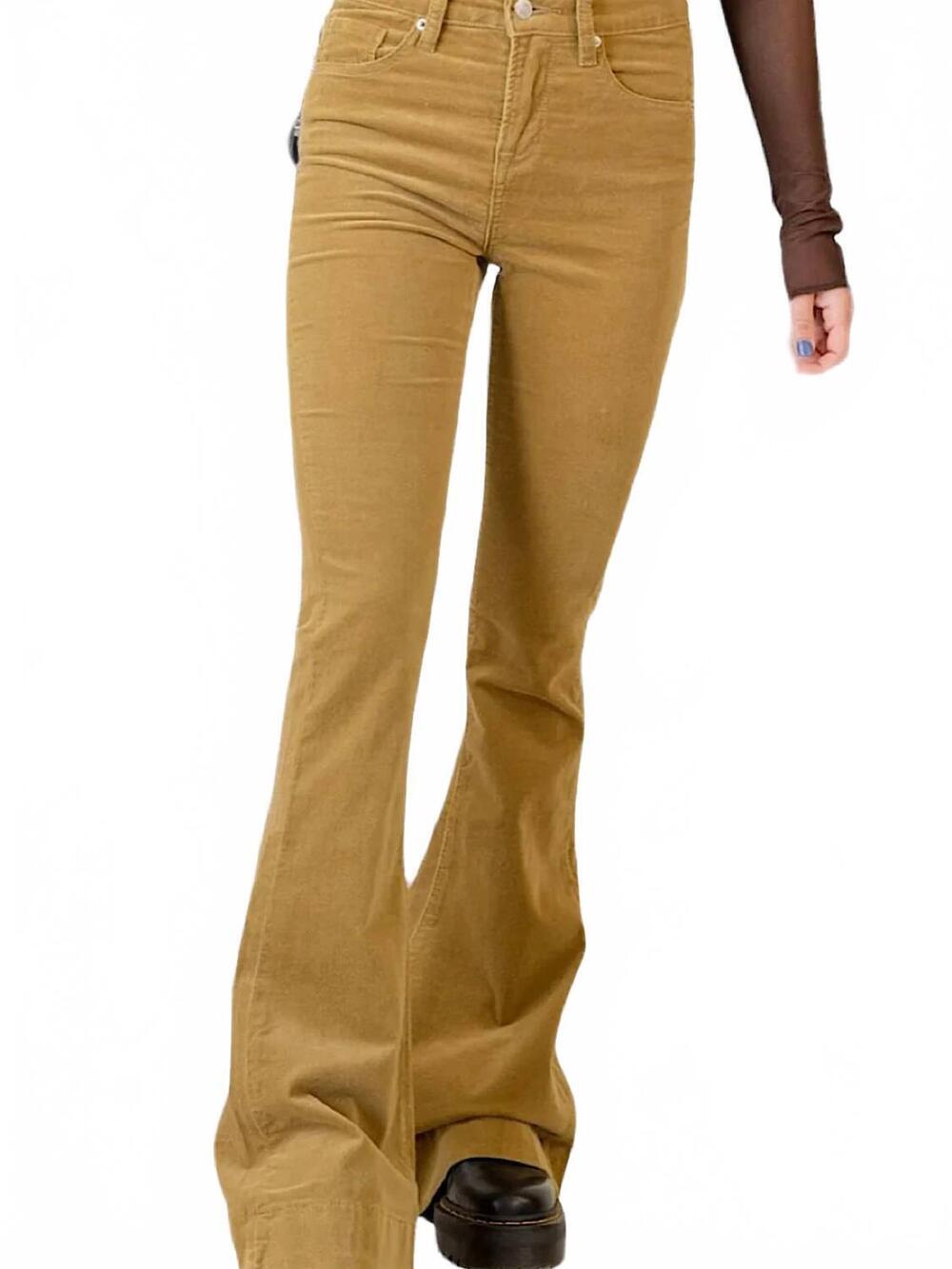 NEW MICA DENIM highrise velvet super flare jeans in caramel